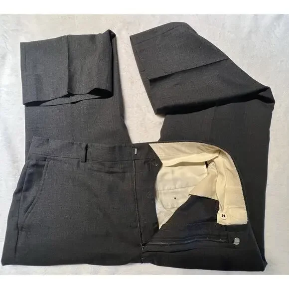 Stafford 46R 33x28.5 Solid Charcoal Gray Suit Nailhead - Picture 8 of 16